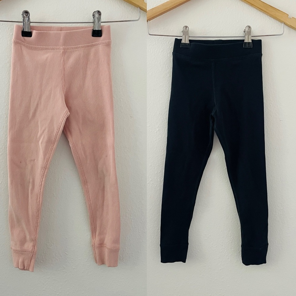 Bundle Lot of 2 Hanna Andersson Ribbed Leggings - Black and Pink